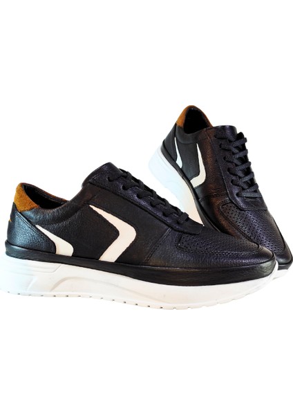 Erkek Ön Yüzü Delikli Hakiki Tabaka Deri Sneakers Ayakkabı 25WM0323