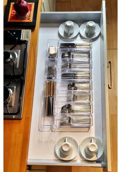 13'lü Şeffaf Modüler Kaşıklık Organizer, Çekmece Için Düzenleyici fırsatları