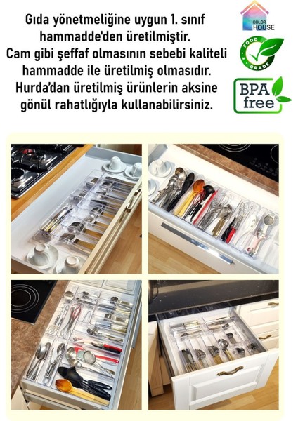 13'lü Şeffaf Modüler Kaşıklık Organizer, Çekmece Için Düzenleyici indirimleri
