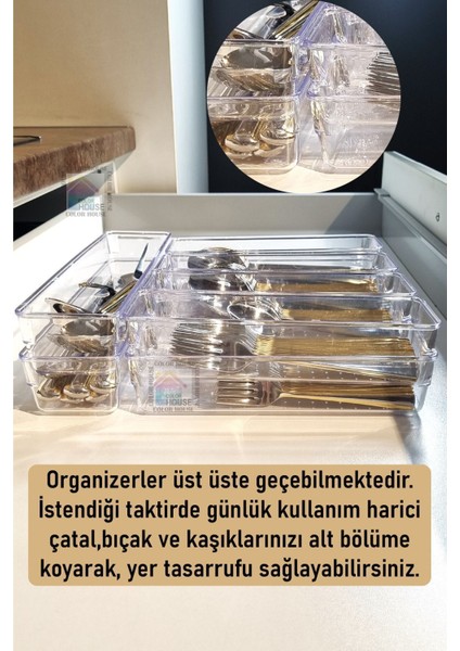 13'lü Şeffaf Modüler Kaşıklık Organizer, Çekmece Için Düzenleyici