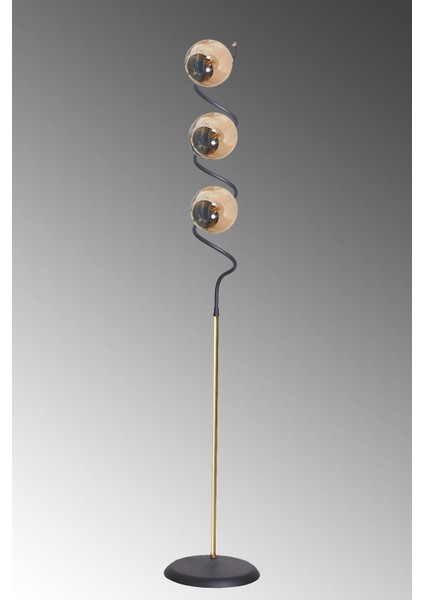 Modern Siyah-Sarı Metal Gövdeli Bal Camlı Şık Yer Lambası modelleri