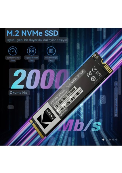 256Gb.X350 Ssd M.2 2280 Ce Lisanslı Nvme PCLe Gen 3.0x4 Yüksek Hızlı 2000MBs Orjinal Lisanslı
