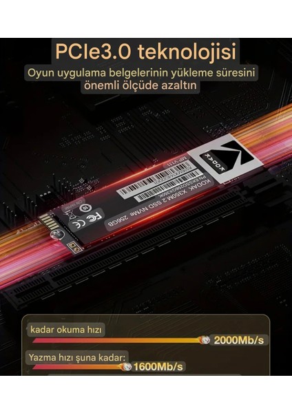 256Gb.X350 Ssd M.2 2280 Ce Lisanslı Nvme PCLe Gen 3.0x4 Yüksek Hızlı 2000MBs Orjinal Lisanslı