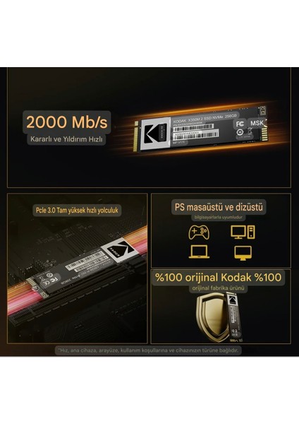 256Gb.X350 Ssd M.2 2280 Ce Lisanslı Nvme PCLe Gen 3.0x4 Yüksek Hızlı 2000MBs Orjinal Lisanslı
