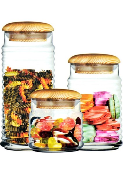 3'lü Cam Kavanoz Seti, Çeşitli Boyutlarda ve Şık Tasarımda fiyatları