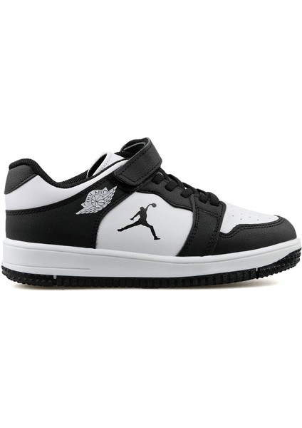 25C.HAYKAT Siyah-Beyaz Cırtlı Ortopedik Sneaker Erkek Çocuk Spor Ayakkabı