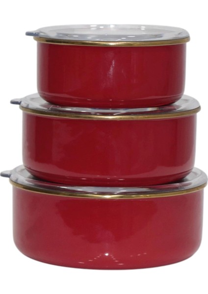 Renkli Emaye Üçlü Saklama Seti, Şık ve Kullanışlı Mutfak Düzeni Için Ideal