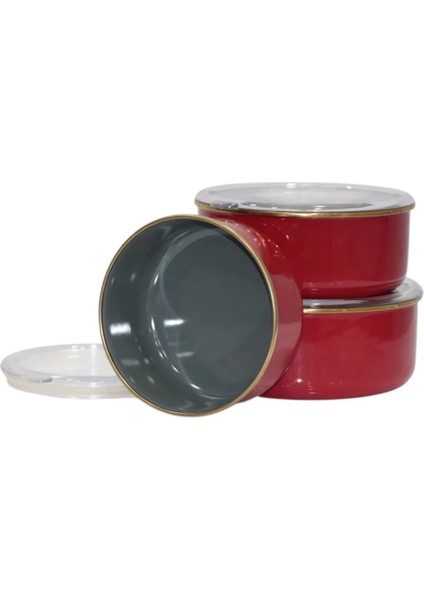 Renkli Emaye Üçlü Saklama Seti, Şık ve Kullanışlı Mutfak Düzeni Için Ideal fiyatları