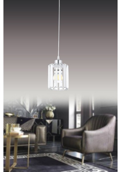 Parlak Taşlı Şık Tekli Sarkıt Avize, Modern ve Şık Tasarım, Evinizin Atmosferini Yükseltir