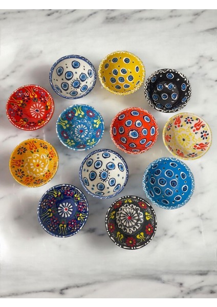 12'li Sarı Çini Seramik Sosluk Seti, Dekoratif ve Şık Tasarım