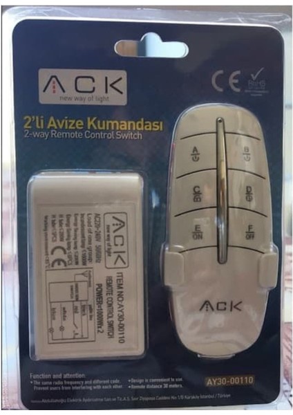 Iki Adet Avize Kumandası AY30-00110, Kolay Kontrol ve Rahat Kullanım fiyatları