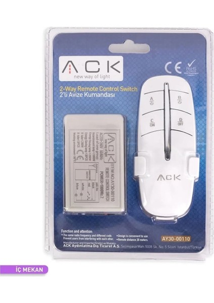 Iki Adet Avize Kumandası AY30-00110, Kolay Kontrol ve Rahat Kullanım modelleri