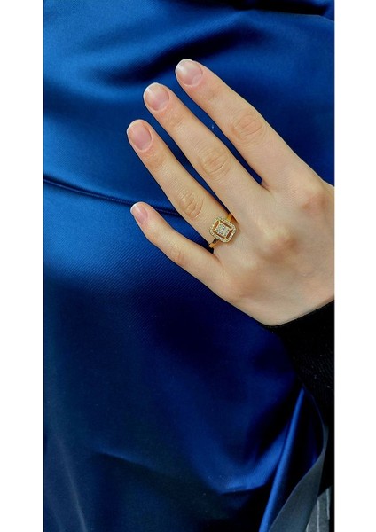 925 Ayar Gümüş Altın Kaplama Pırlanta Montürlü Ayarlanabilir Baget Yüzük modelleri