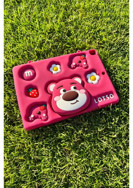 Apple Ipad 8. ve 9. Nesil 10.2 Inç Uyumlu Kılıf Lotso Ayıcık Çocuk Askılı Standlı Eğlenceli Koruyucu fırsatları