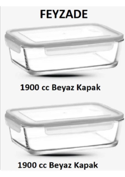 Beyaz Kapaklı Kilitli Saklama Kabı Seti 2'li, 1900CC, Pratik ve Şık Kullanım