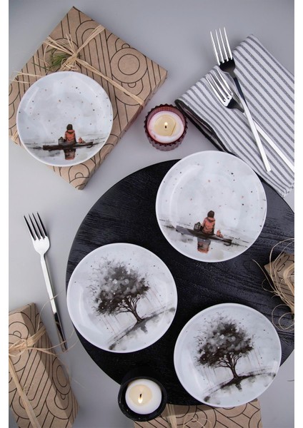 Renkli 4 Parça 10 cm Tabak Takımı, Şık ve Kullanışlı Set