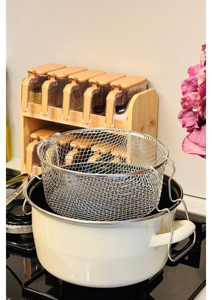 Cam Kapaklı Emaye Tencere ve Fritöz, 22 Cm, 3,5 Litre, Bej fırsatları