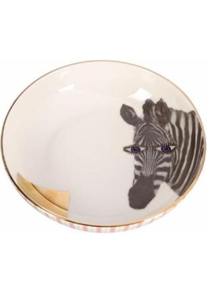 Turuncu Zebra Desenli Seramik Kase 17 Cm, Şık ve Dayanıklı Tasarım