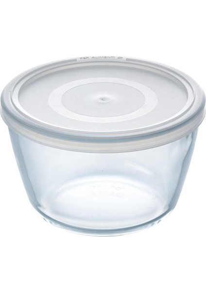 Şeffaf Kapaklı Yuvarlak Saklama Kabı, 1.1l, Beyaz