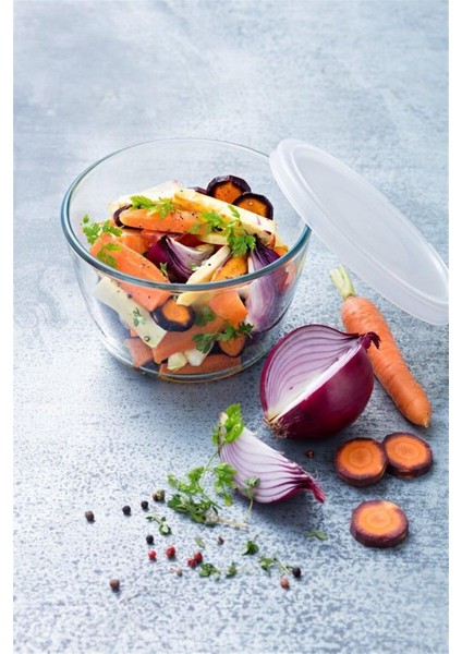 Şeffaf Kapaklı Yuvarlak Saklama Kabı, 1.1l, Beyaz fırsatları