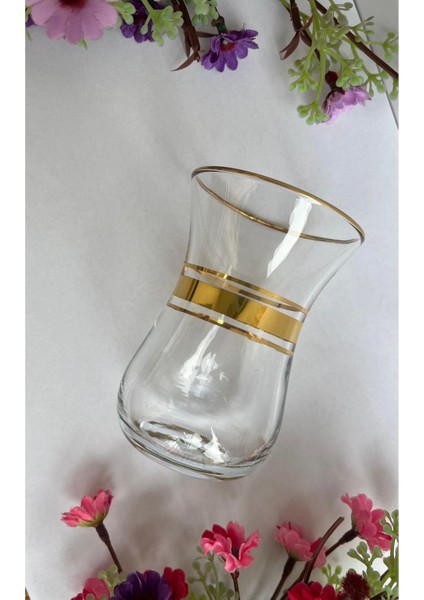 Yaldızlı 6'lı Çay Bardağı, Şık ve Renkli Tasarım