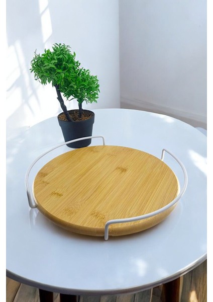 360° Dönebilen Bambu Tepsi 32CM x 32CM, Kahverengi, Şık ve Kullanışlı Tasarım fiyatları