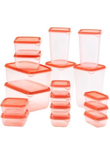 17 Parça Çok Amaçlı Saklama Kabı Seti Yeşil ve Kırmızı Renklerde modelleri