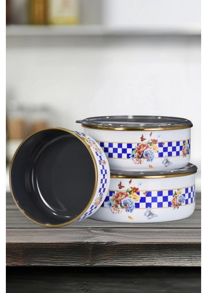 Renkli Emaye Üçlü Saklama Seti, Şık ve Kullanışlı Mutfak Gereçleri fiyatları