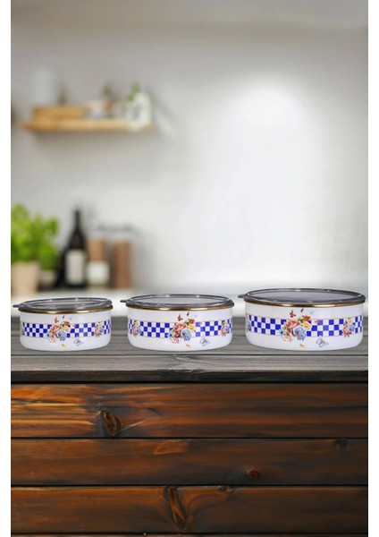 Renkli Emaye Üçlü Saklama Seti, Şık ve Kullanışlı Mutfak Gereçleri modelleri