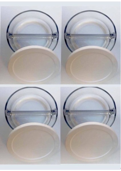 Beyaz Iki Bölmeli Saklama Kabı Seti 4'lü, Pratik ve Şık Mutfak Gereçleri