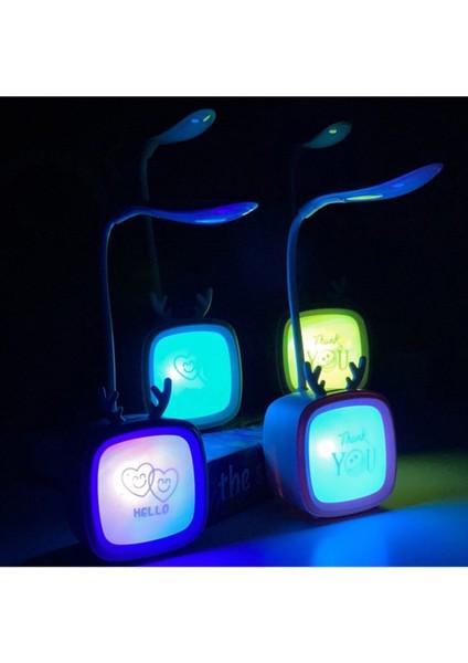 Sevimli Geyik LED Rgb Masa ve Gece Lambası, USB Şarj, Pembe, Renk Değiştiren fırsatları