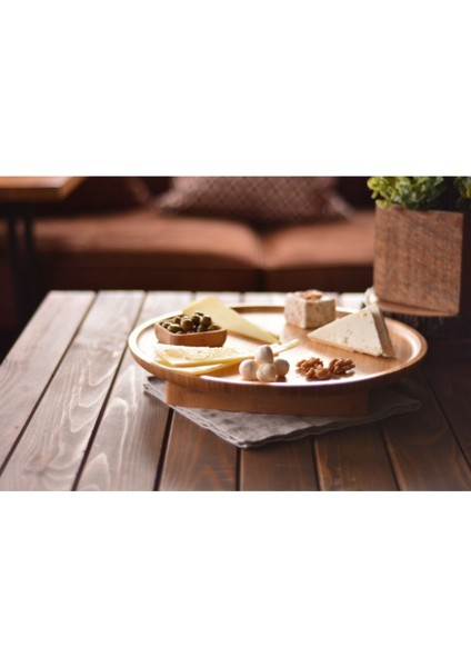 Yuvarlak Ayaklı Servis Tepsisi, Şık ve Kullanışlı Beyaz Renkli Tasarım