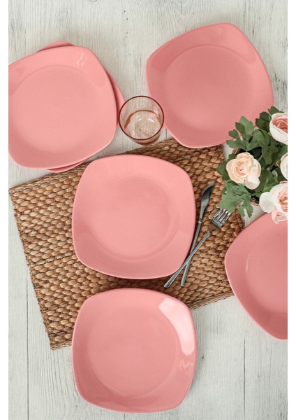 Pembe Köşem 27 cm 6'lı Servis Tabağı Seti, Şık ve Kullanışlı Tasarım