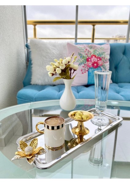 6'lı Zambak Çiçekli Lüx Paslanmaz Çelik Baton Servis ve Sunum Tepsisi fırsatları