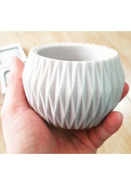 Geometrik Dekorlu Saksı Silikon Kalıp K-486, Polyester Taş Tozu Alçı Kalıbı fiyatları