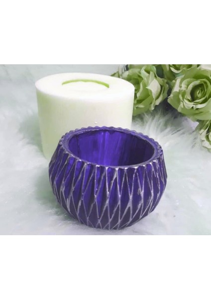 Geometrik Dekorlu Saksı Silikon Kalıp K-486, Polyester Taş Tozu Alçı Kalıbı