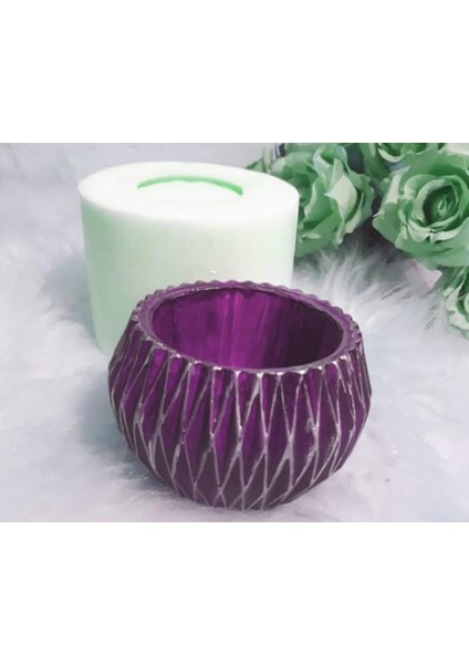 Geometrik Dekorlu Saksı Silikon Kalıp K-486, Polyester Taş Tozu Alçı Kalıbı