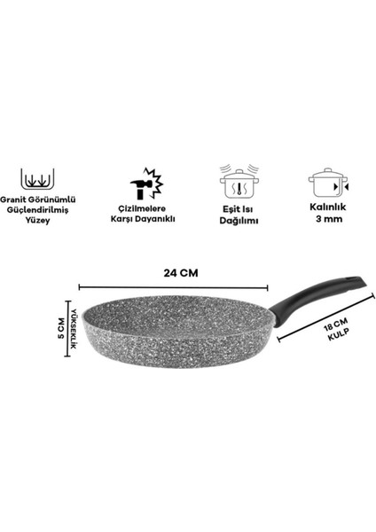24CM Ultra Granit Tava, Dayanıklı ve Şık, Gri Renk fiyatları