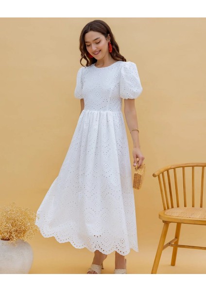 Ithal Özel Tasarım Balon Kollu, Açık Sırt Bağlamalı Elbise Astarlı modelleri