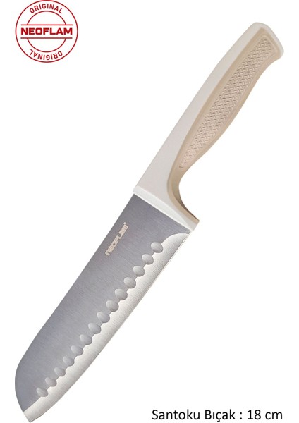 Bej 18 cm Microban Santoku Bıçak, Şık ve Dayanıklı Mutfak Gereci