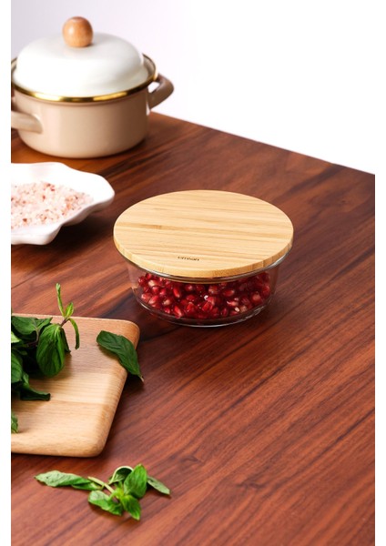 400 ml Borosilikat Cam Saklama Kabı, Kahverengi, Dayanıklı ve Şık Tasarım