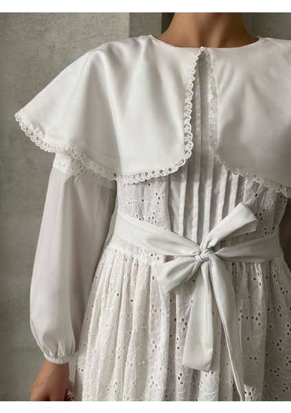 Astarlı Pamuk Fisto Kemer ve Yaka Detaylı Elbise -Tesettür indirimleri