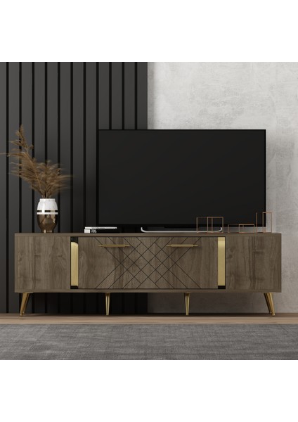 TS001CG- Getas Tv Stand Ceviz-Altın