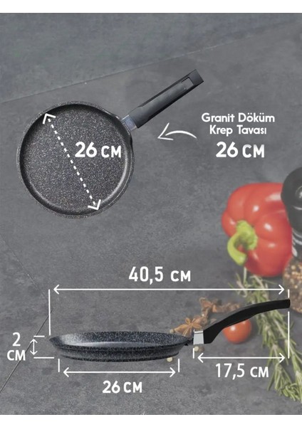 26 cm Yanmaz ve Yapışmaz Granit Döküm Tava Siyah fiyatları