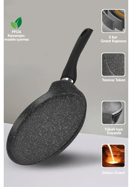 26 cm Yanmaz ve Yapışmaz Granit Döküm Tava Siyah modelleri