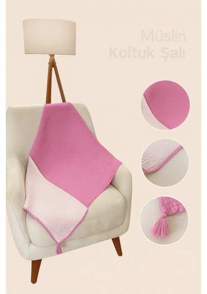 Koltuk Şalı – Tv Battaniyesi Pamuk Doğal 4 Katlı Müslin Kumaş