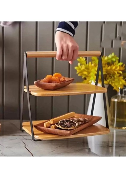 Bambu Siyah Katlı Sunumluk, Şık ve Kullanışlı Çok Katlı Tasarım