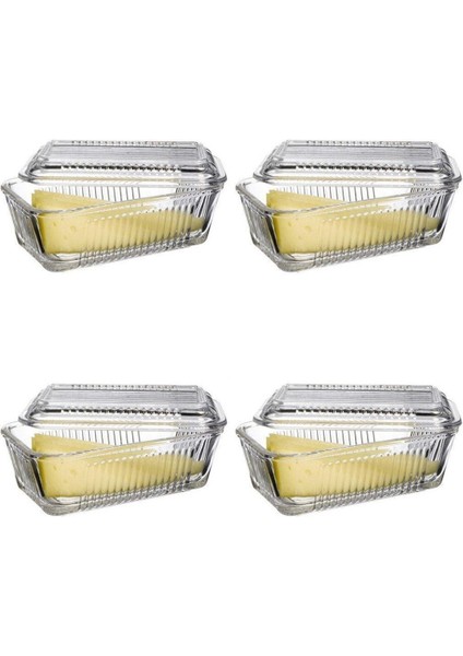 Ekru Bölmesiz Saklama Kabı Seti, Reçellik, Ballık ve Kahvaltılık 4 Adet