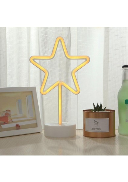 Yıldız Tasarımlı Neon LED Masa ve Gece Lambası, Dekoratif Işık, Yeşil fiyatları