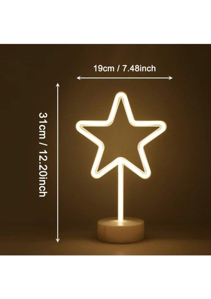 Yıldız Tasarımlı Neon LED Masa ve Gece Lambası, Dekoratif Işık, Yeşil fırsatları